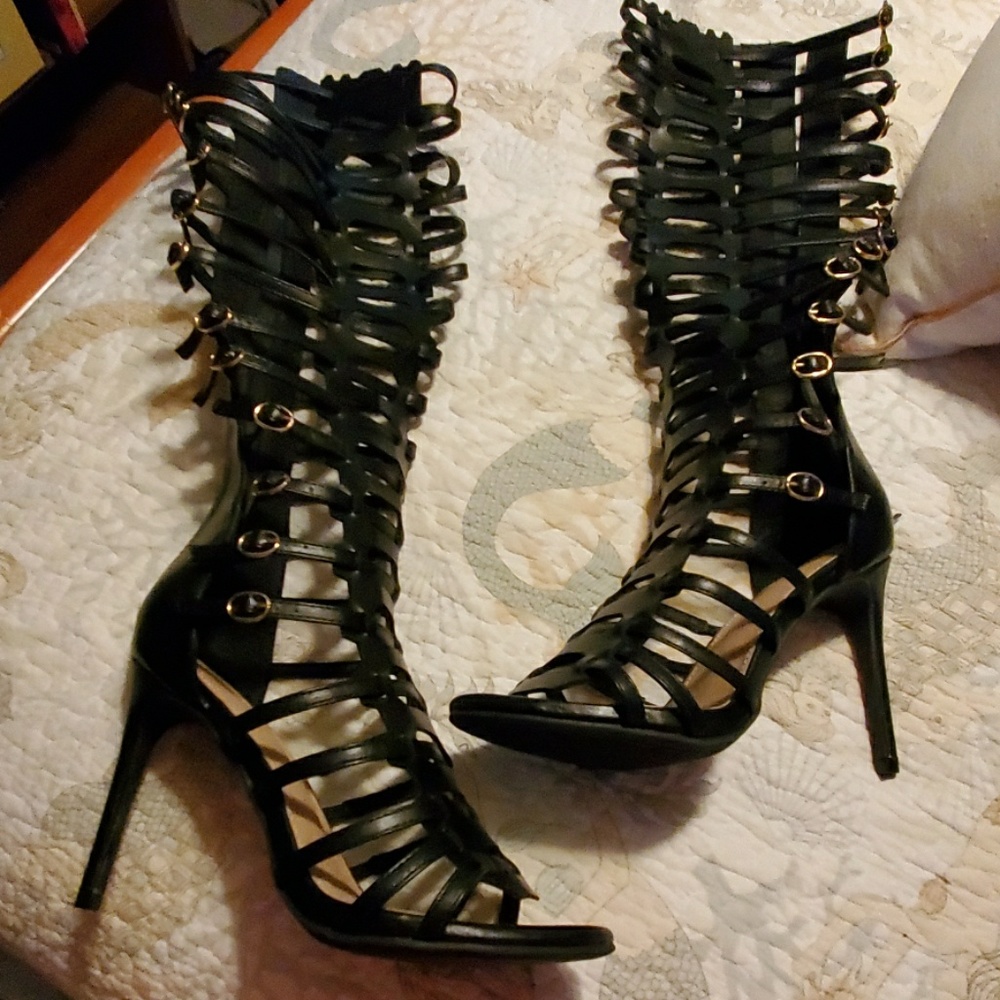 Caged heel  boots. Brand new. Never worn . To knee